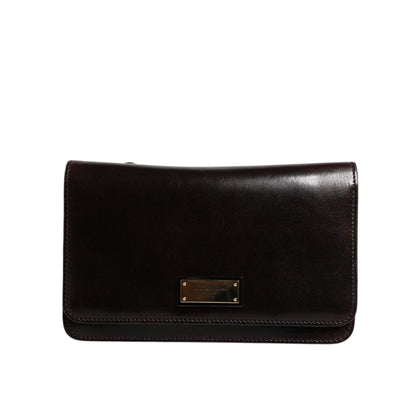 Dolce & Gabbana Maroon Horse Leather Logo Plaque Mini Crossbody Bag
