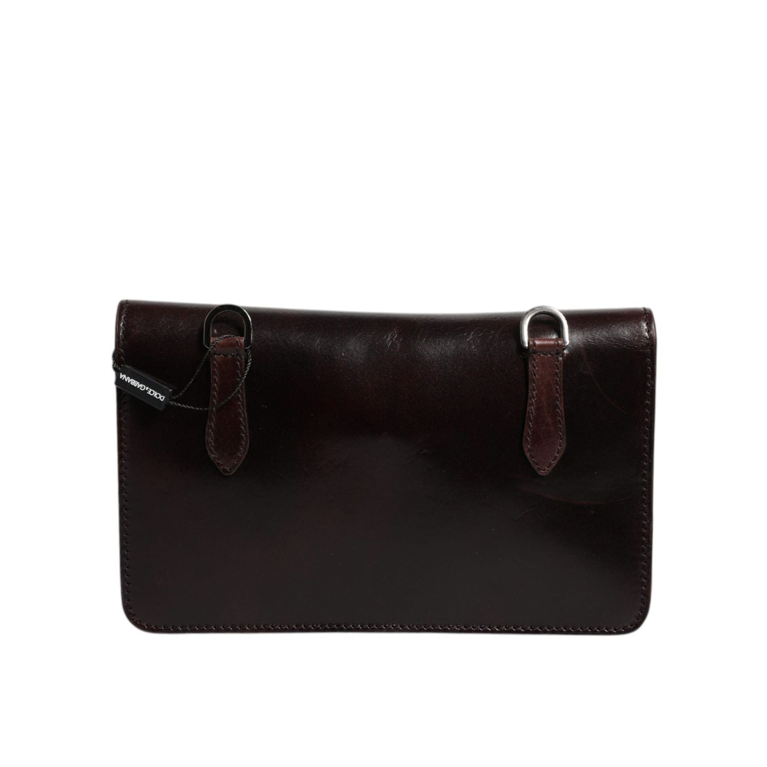 Dolce & Gabbana Maroon Horse Leather Logo Plaque Mini Crossbody Bag