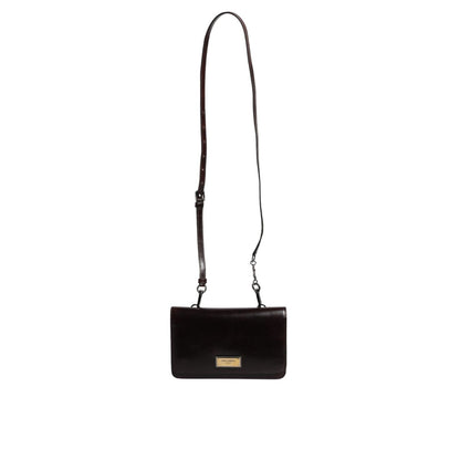 Dolce & Gabbana Maroon Horse Leather Logo Plaque Mini Crossbody Bag