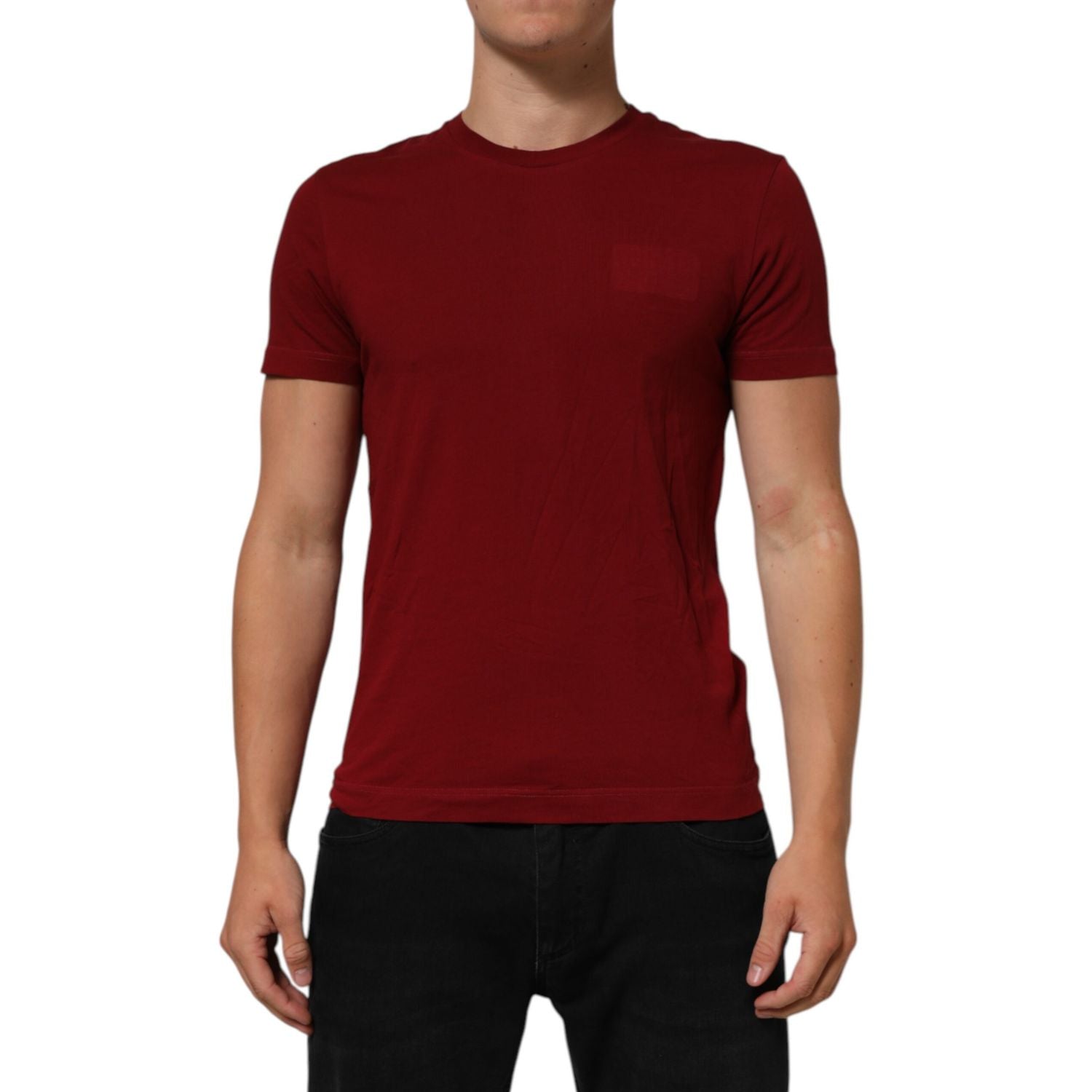 Dolce & Gabbana Maroon Logo Crew Neck Short Sleeve T-shirt