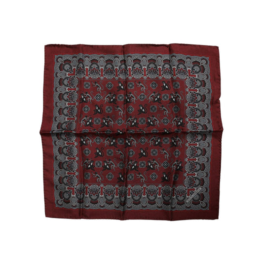 Dolce & Gabbana Maroon Monkey Print Silk Square Foulard Scarf Dolce & Gabbana