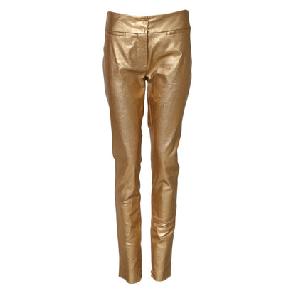 Dolce & Gabbana Metallic Gold High Waist Skinny Trouser Pants