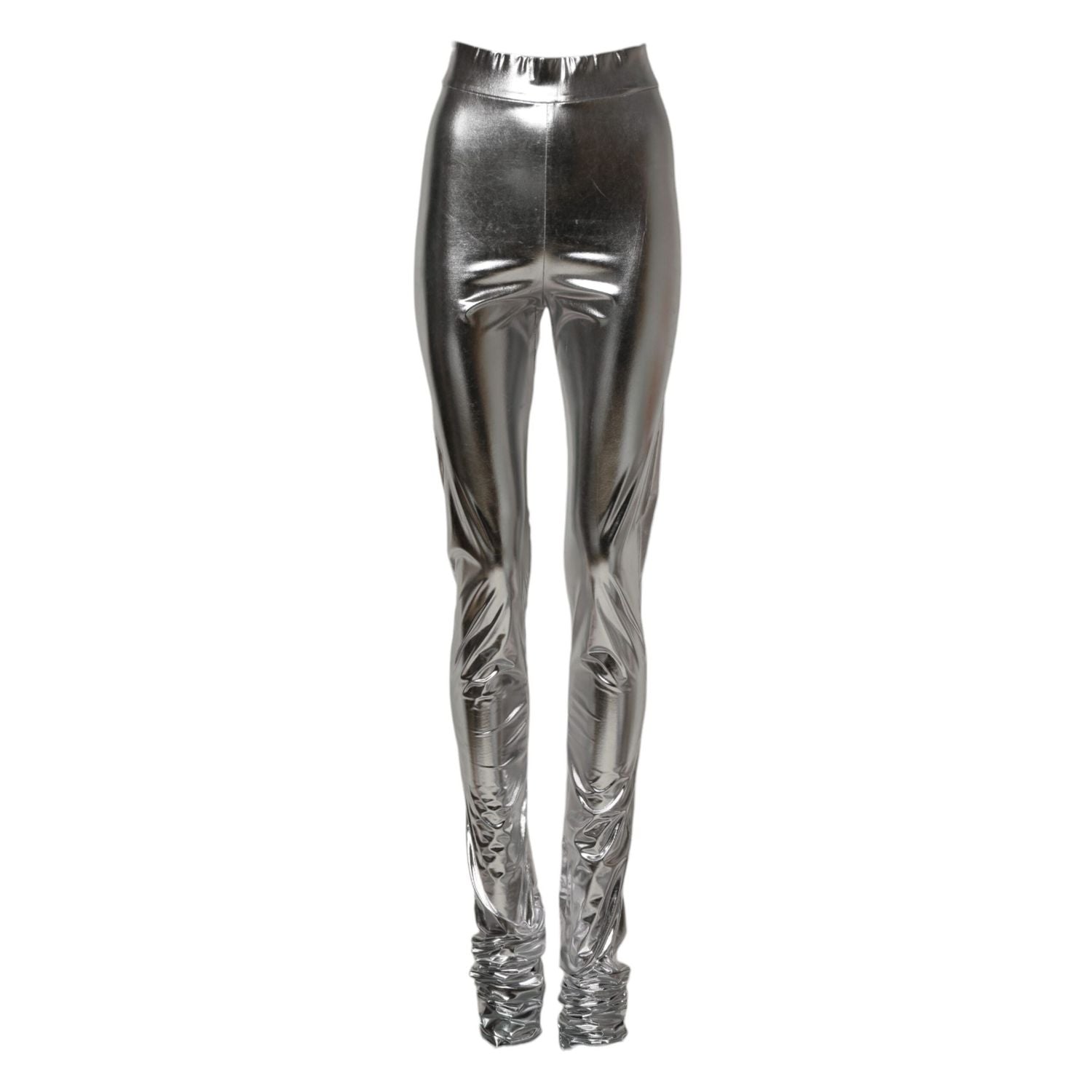 Dolce & Gabbana Metallic Silver Polyester Slim Fit Leggings Pants