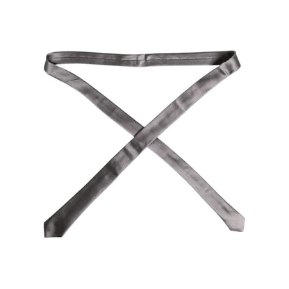 Dolce & Gabbana Metallic Silver Silk Adjustable Necktie Tie