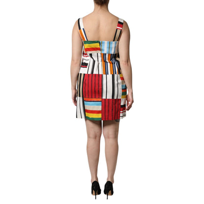 Dolce & Gabbana Multicolor Cotton Stripe Sleeveless Dress