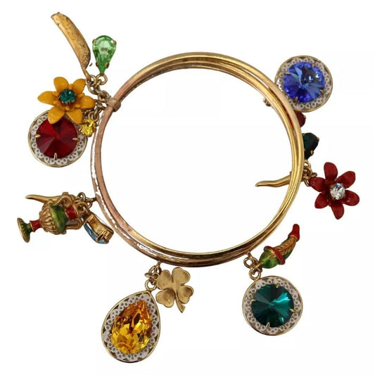 Dolce & Gabbana Multicolor Crystal Gold Tone Brass Bangle Bracelet Dolce & Gabbana