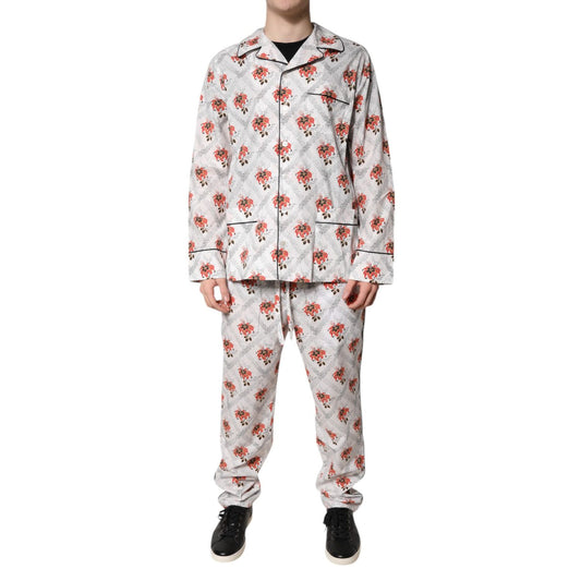 Dolce & Gabbana Multicolor Floral Print Cotton Pajama Set Sleepwear Dolce & Gabbana