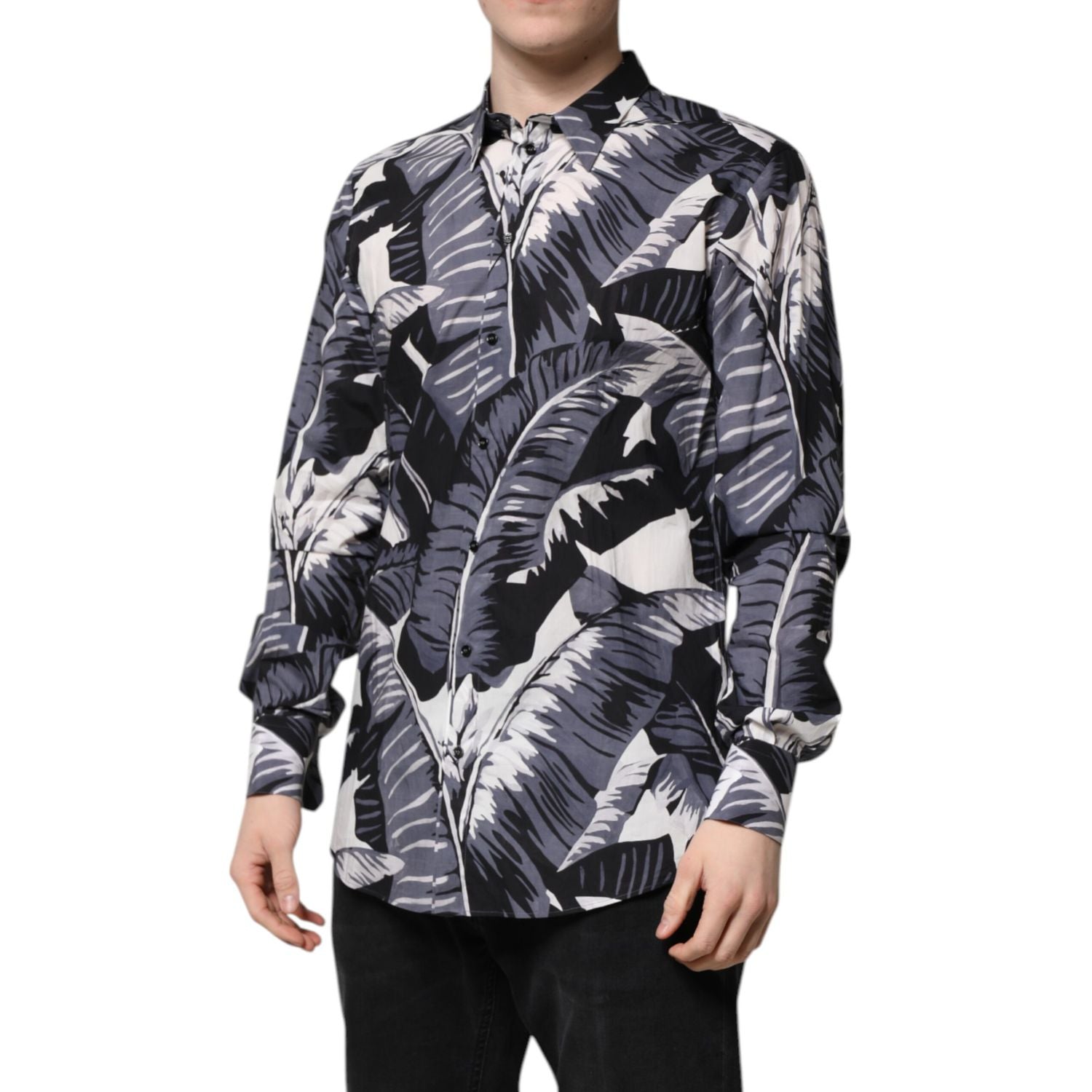 Dolce & Gabbana Multicolor GOLD Cotton Banana Leaf Print Shirt