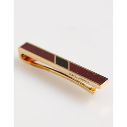 Dolce & Gabbana Multicolor Gold Tone Brass Men's Accessory Tie Clip Bar