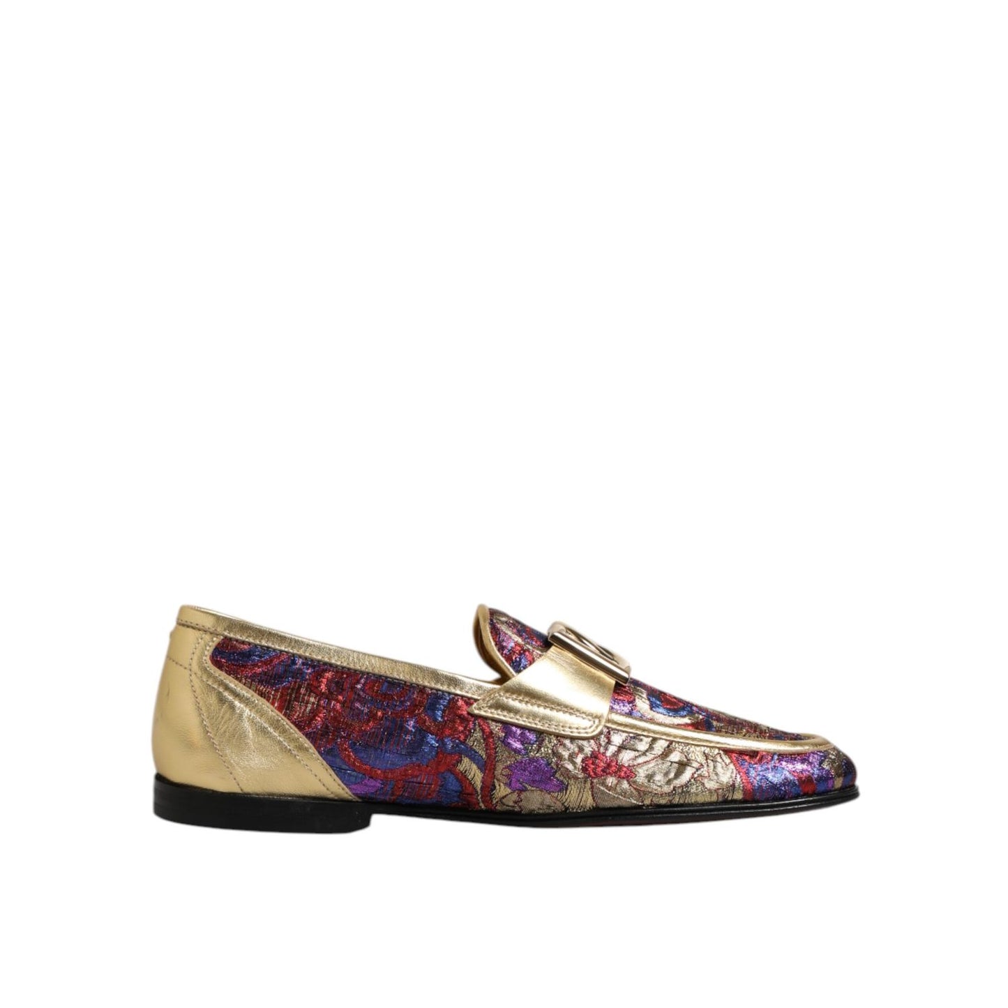 Dolce & Gabbana Multicolor Jacquard Gold DG Logo Loafer Shoes