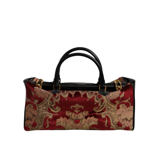 Dolce & Gabbana Multicolor Leather Brocade Velvet Travel Duffle Tote Bag Dolce & Gabbana