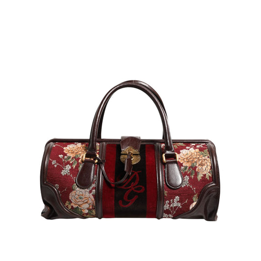 Dolce & Gabbana Multicolor Leather Jacquard Velvet Travel Duffle Bag Dolce & Gabbana