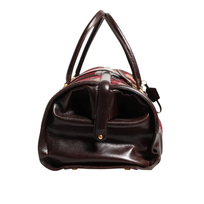 Dolce & Gabbana Multicolor Leather Jacquard Velvet Travel Duffle Bag