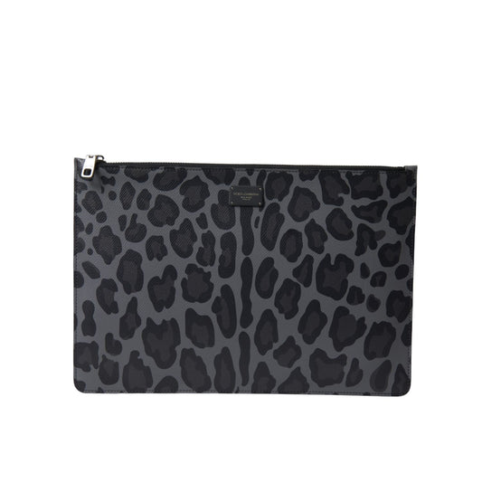 Dolce & Gabbana Multicolor Leopard Jacquard Logo Plaque Document Briefcase Bag Dolce & Gabbana