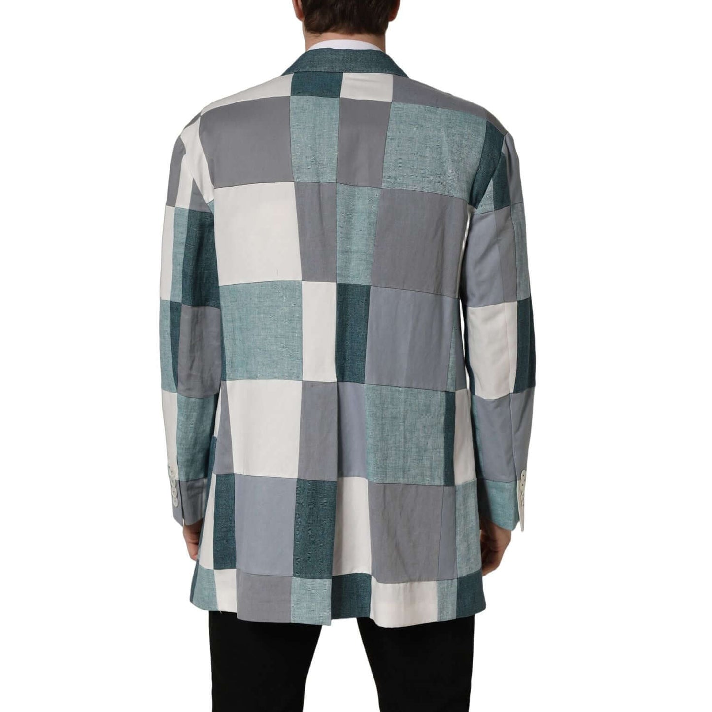 Dolce & Gabbana Multicolor Patchwork Linen Double Breasted Jacket