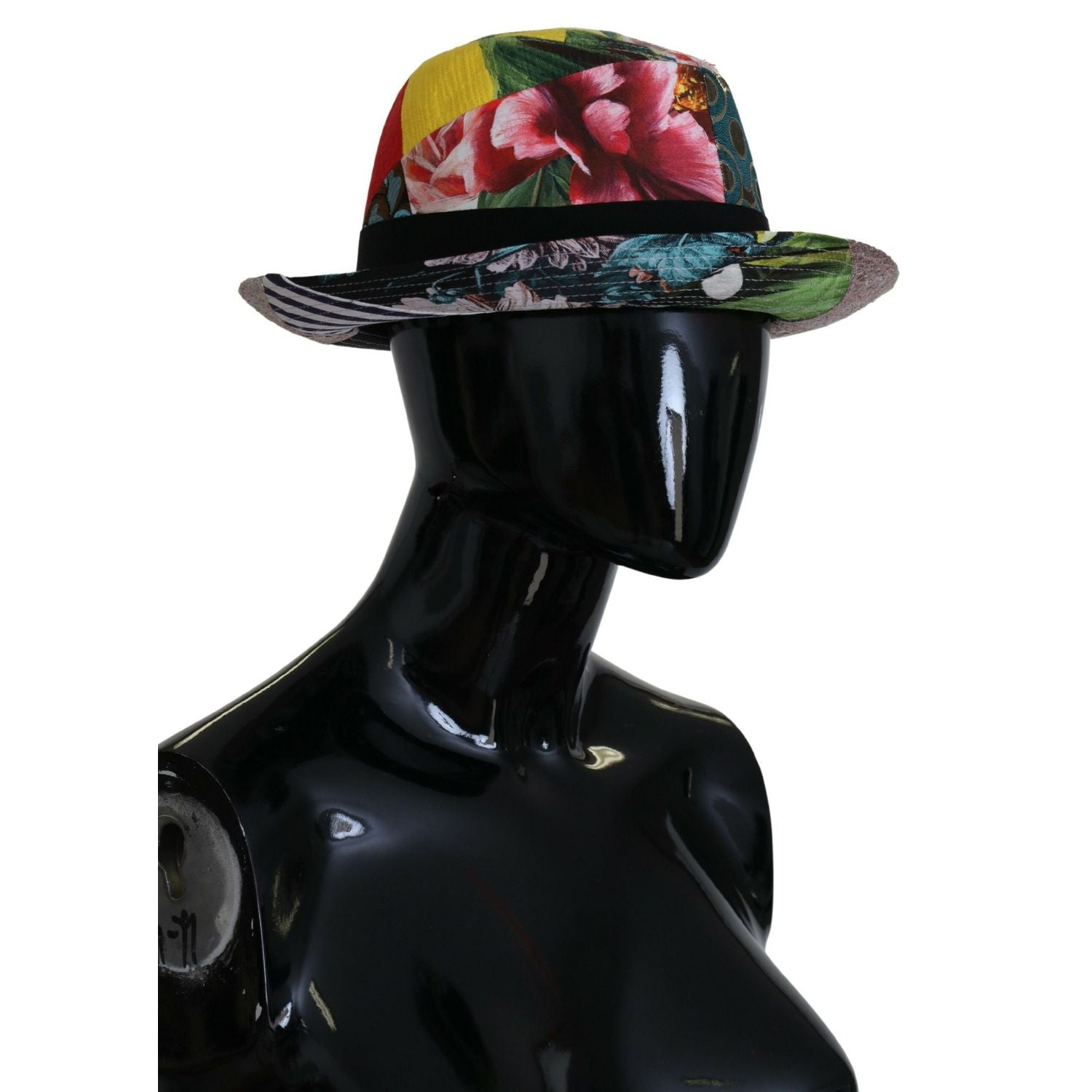 Dolce & Gabbana Multicolor Patchwork Women Fedora Wide Brim Hat