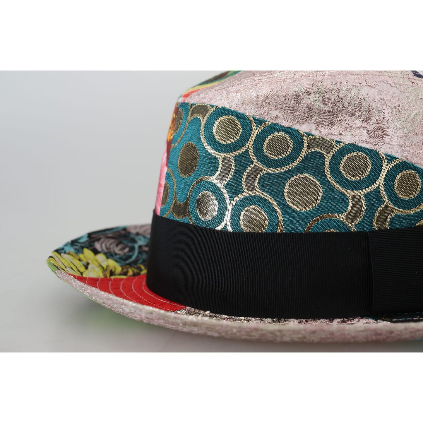 Dolce & Gabbana Multicolor Patchwork Women Fedora Wide Brim Hat
