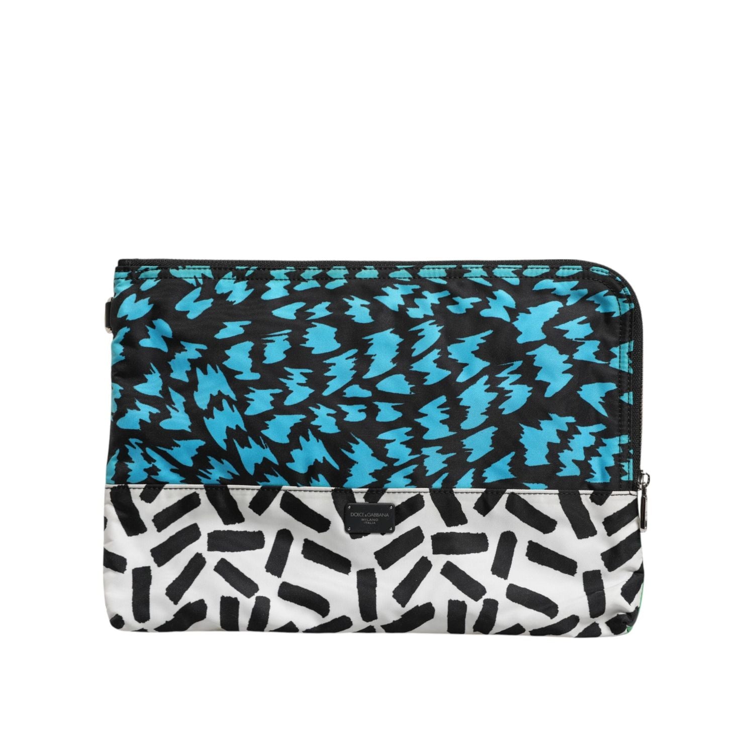 Dolce & Gabbana Multicolor Printed Nylon Logo Plaque Men Clutch Pouch Bag