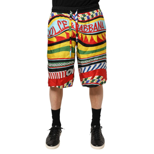 Dolce & Gabbana Multicolor Sicilian Carretto Shorts Swimwear Dolce & Gabbana