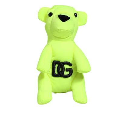 Dolce & Gabbana Neon Green Bear Embroidered Logo Men Keychain Clasp Keyring