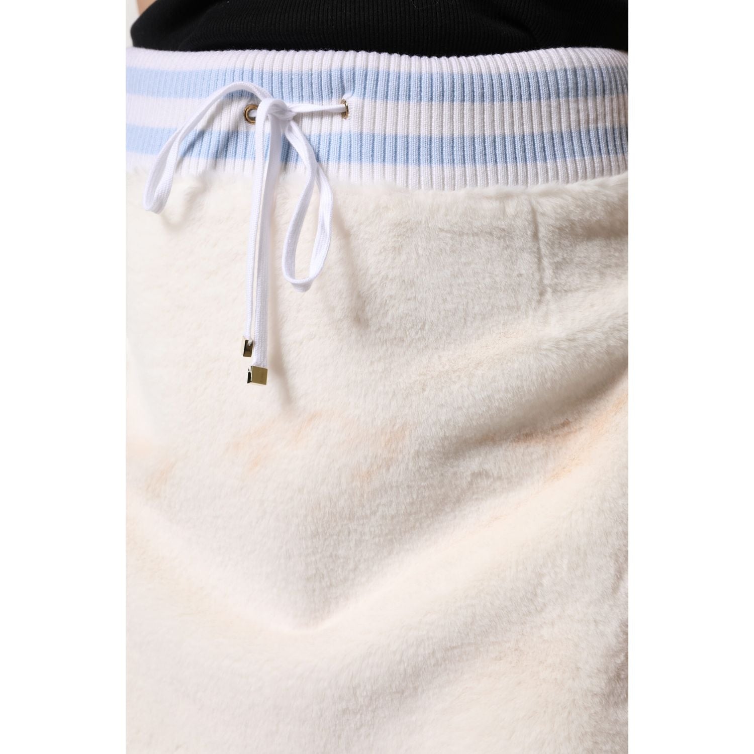 Dolce & Gabbana Off White Faux Fur High Waisted Mini Skirt