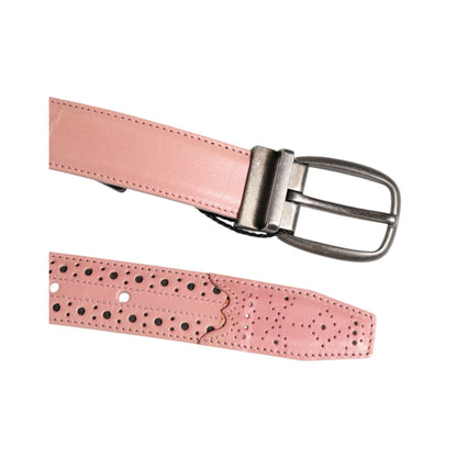 Dolce & Gabbana Pink Leather Perforated Detailing Buckle Belt Dolce & Gabbana