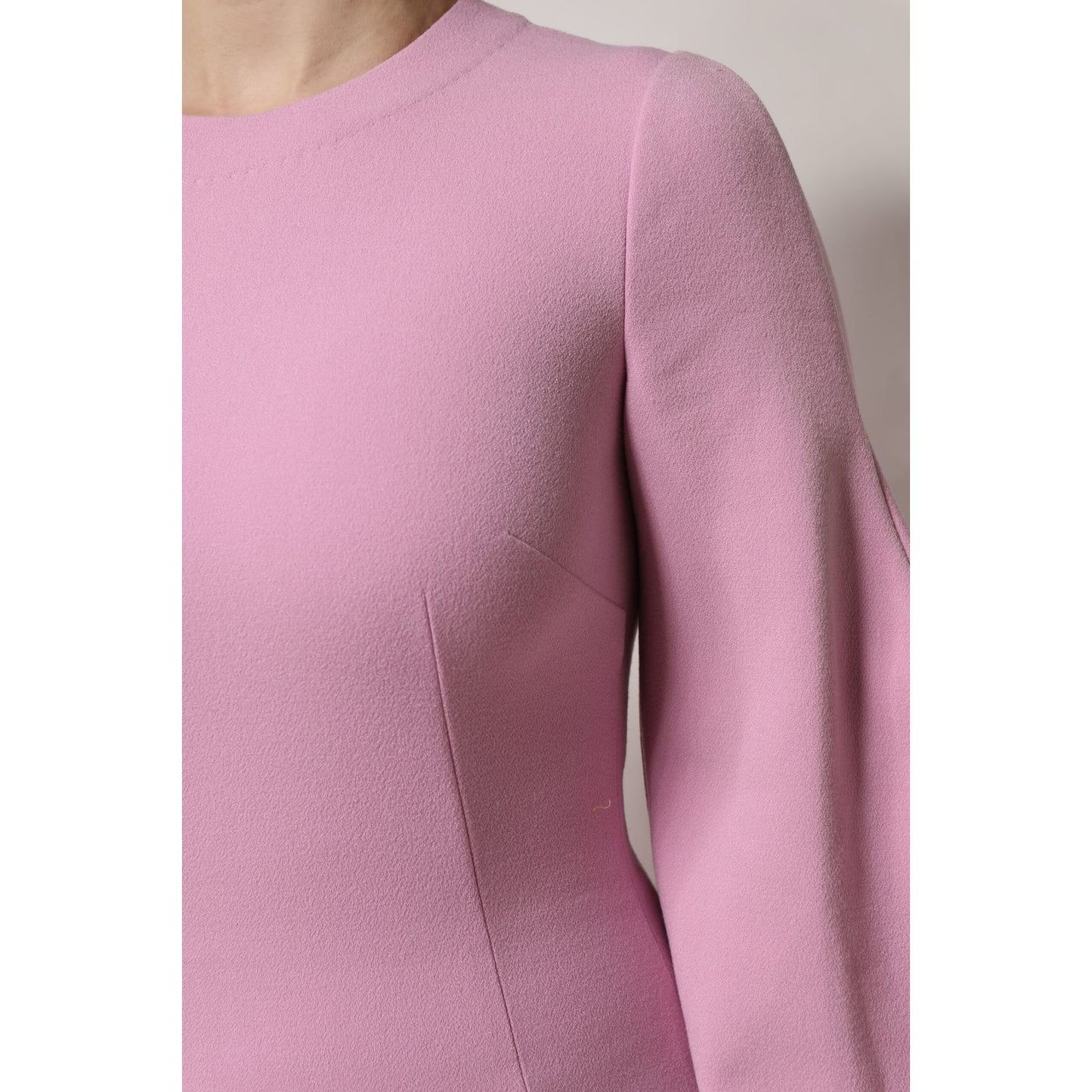 Dolce & Gabbana Pink Polyester Long Sleeves Sheath Mini Dress
