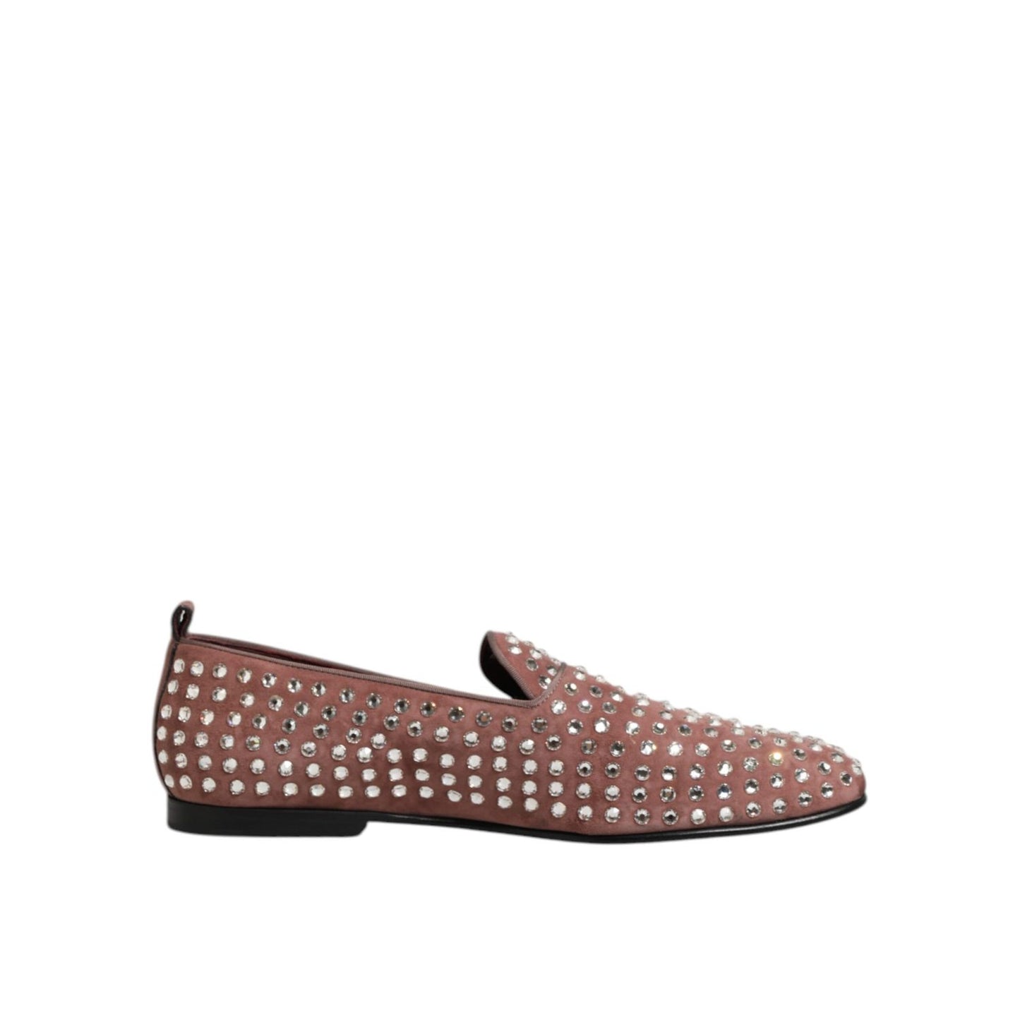 Dolce & Gabbana Pink Suede Crystals Loafers Men Dress Shoes