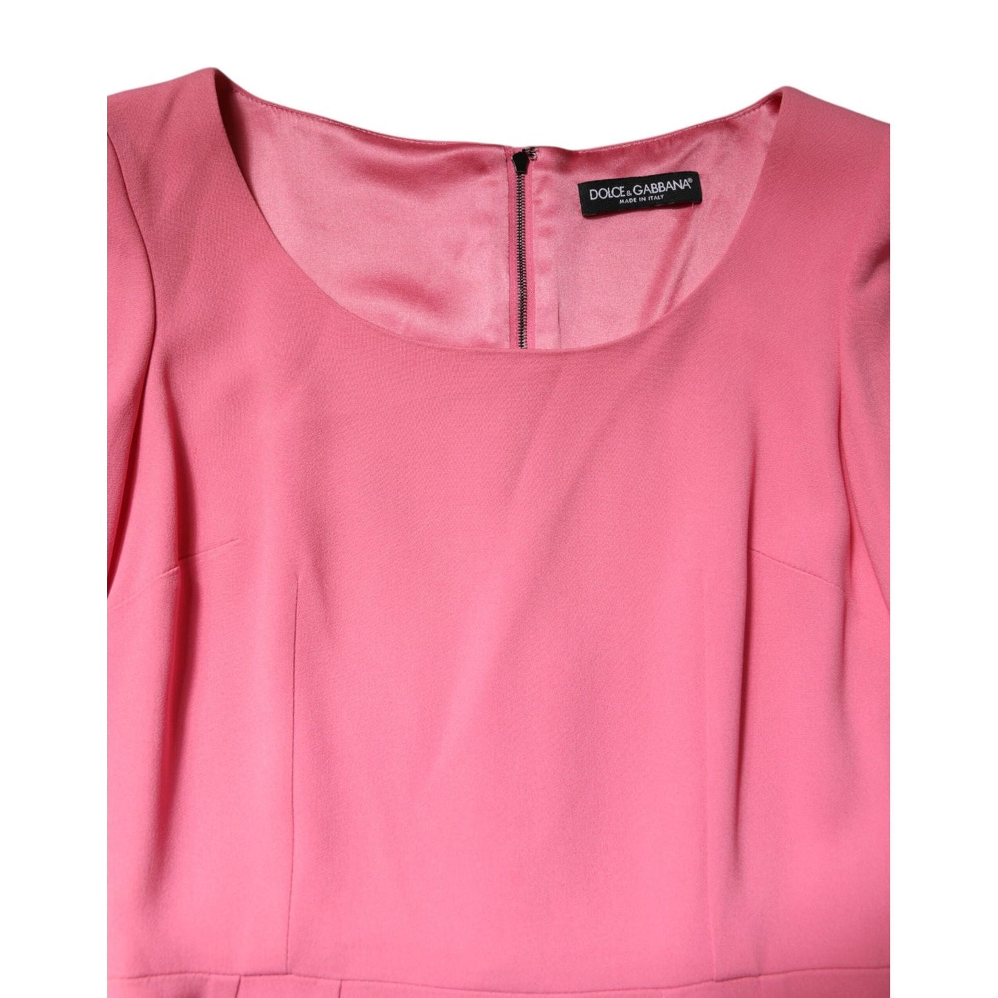 Dolce & Gabbana Pink Viscose Short Sleeve Sheath Midi Dress