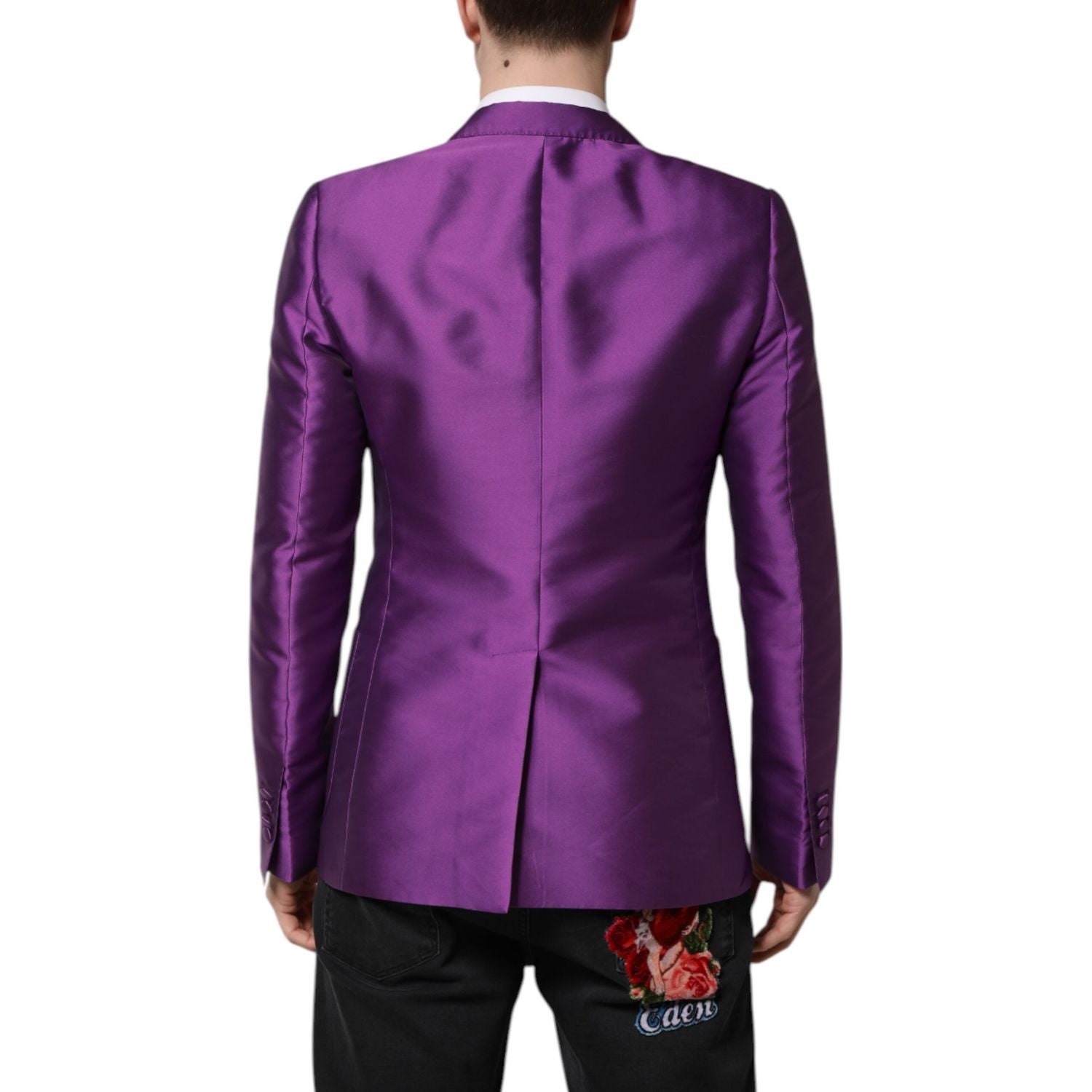 Dolce & Gabbana Purple Double Breasted Men Suit Coat Blazer