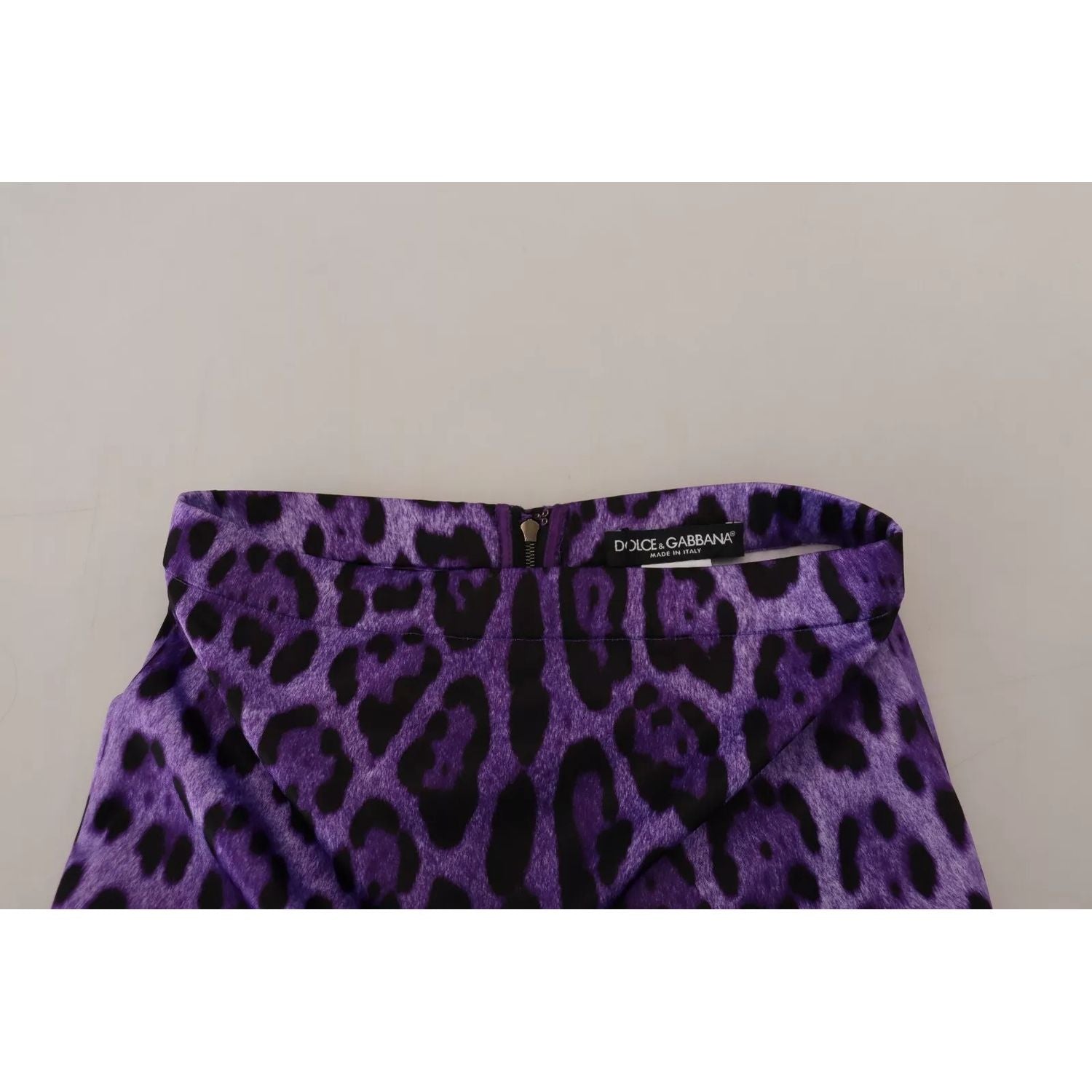 Dolce & Gabbana Purple Leopard Print Pencil Cut Mini Skirt