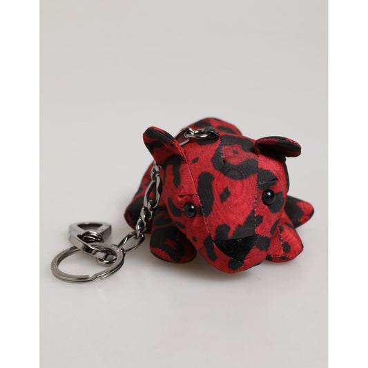 Dolce & Gabbana Red Black Polyester Animal Silhouette Bag Keychain Keyring Dolce & Gabbana