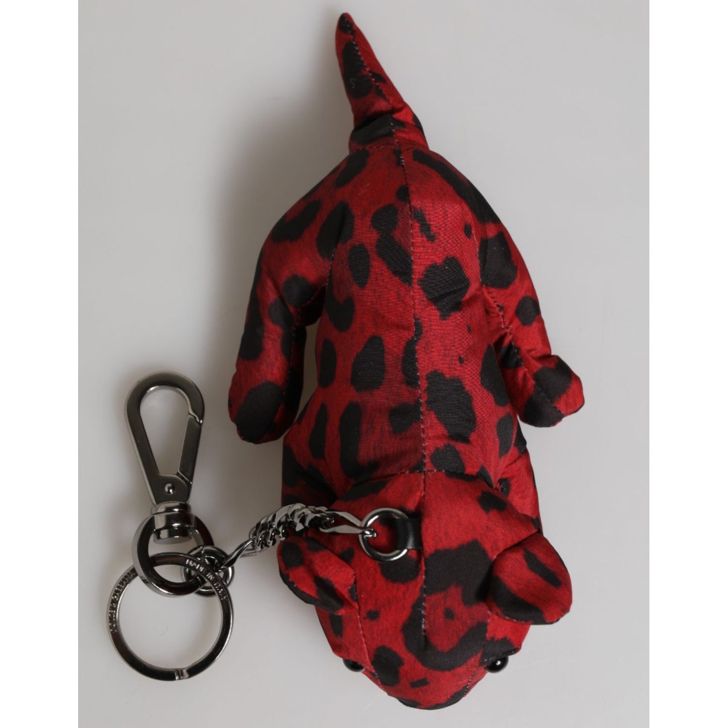 Dolce & Gabbana Red Black Polyester Animal Silhouette Keychain Keyring