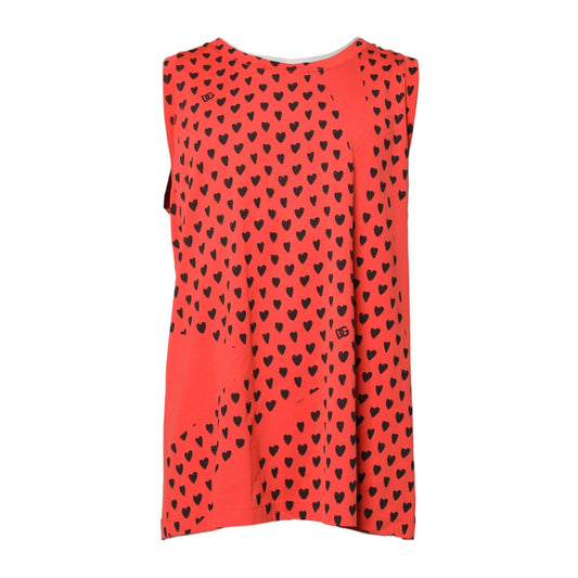 Dolce & Gabbana Red Cotton Sleeveless DG Heart Logo T-shirt Dolce & Gabbana