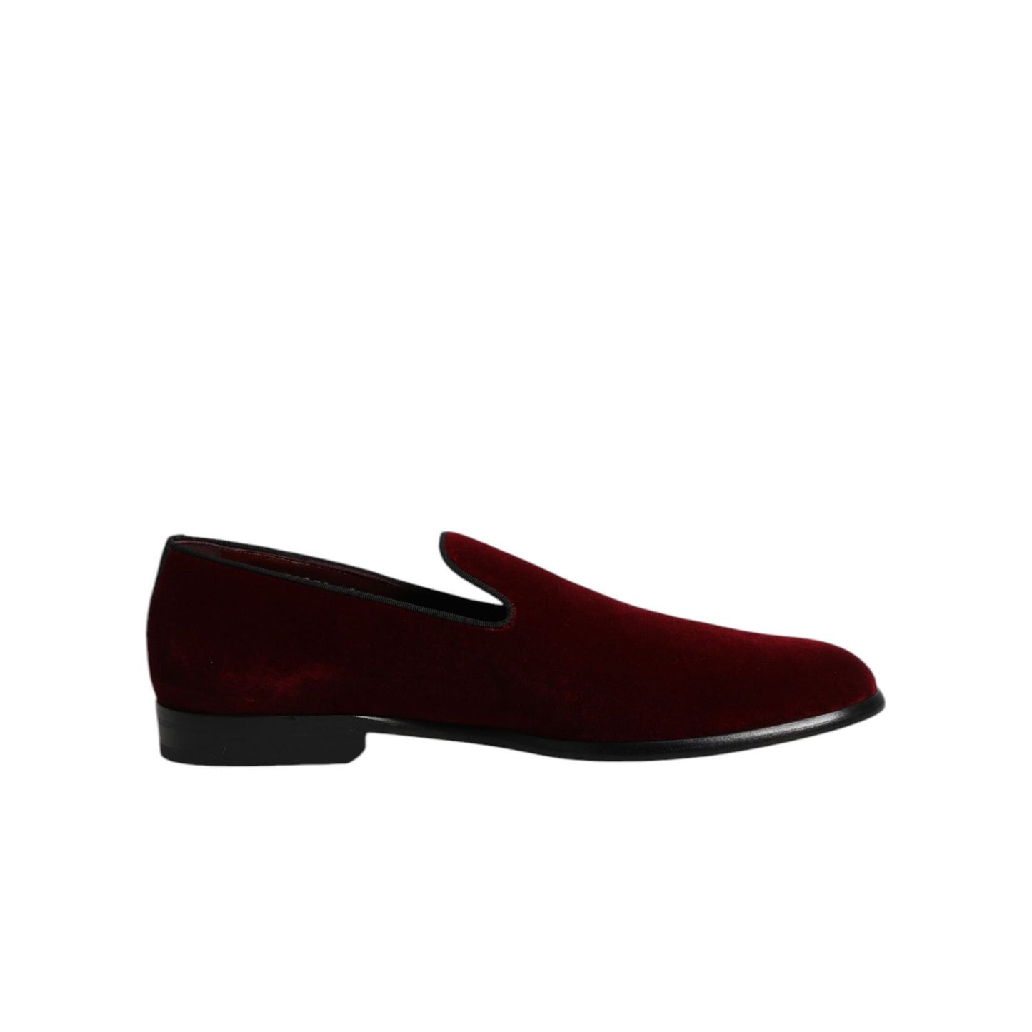 Dolce & Gabbana Red Cotton Velvet Slip On Loafers Formal Shoes