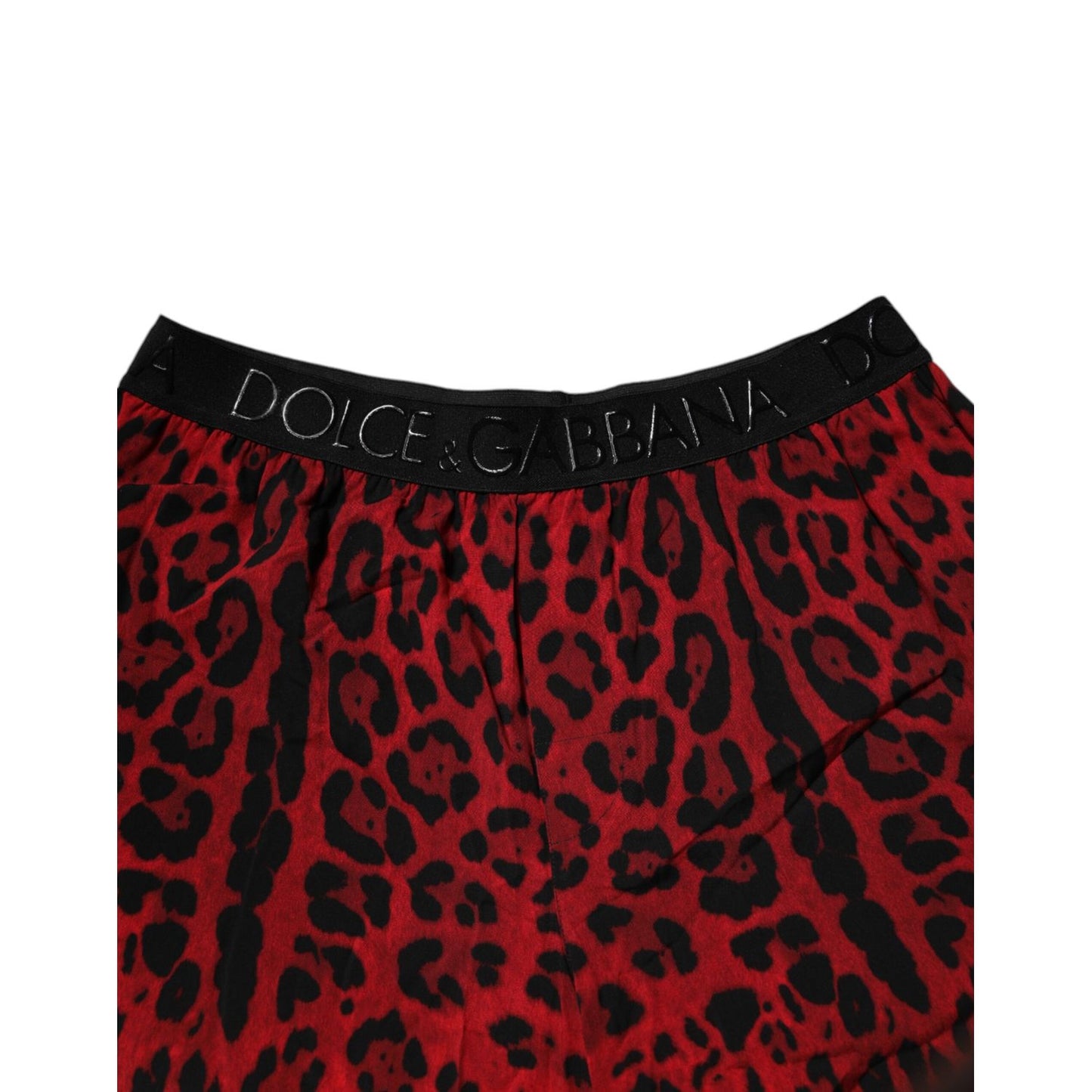Dolce & Gabbana Red Leopard Print Viscose Bermuda Shorts