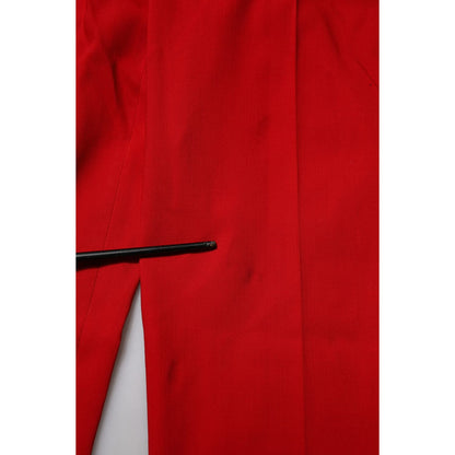 Dolce & Gabbana Red Wool Mid Waisted Tapered Pants