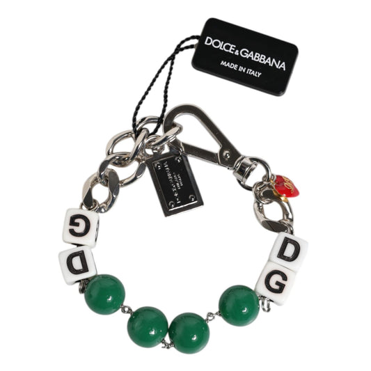 Dolce & Gabbana Silver Tone Brass Bead Dice Logo Embellish Charm Bracelet Dolce & Gabbana