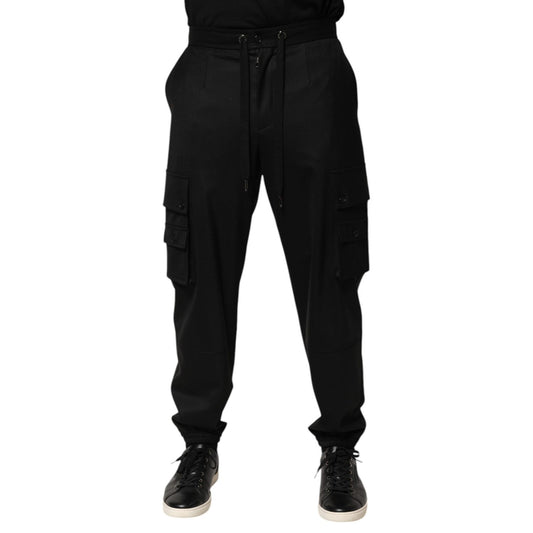 Dolce & Gabbana Solid Black Cargo Jogger Men Sweatpants Pants Dolce & Gabbana