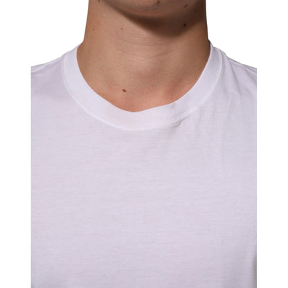 Dolce & Gabbana White Angel Print Cotton Men Crew Neck T-shirt