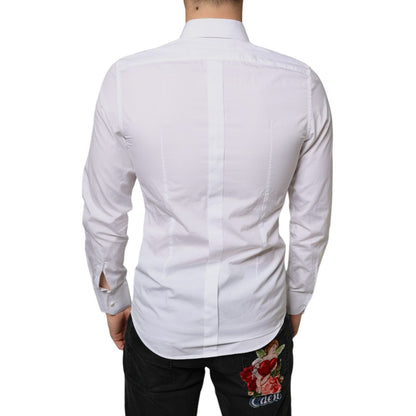 Dolce & Gabbana White Bib Cotton Poplin Formal Dress Shirt