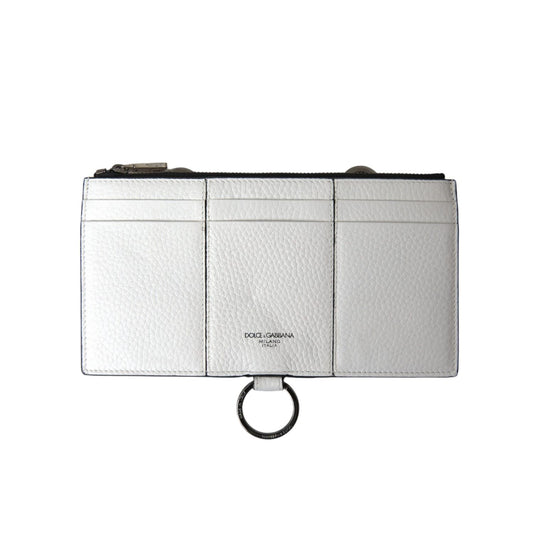 Dolce & Gabbana White Calfskin Leather Large Crossbody Card Holder Wallet Dolce & Gabbana