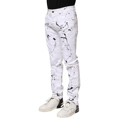 Dolce & Gabbana White ColorSplash Skinny Denim Jeans