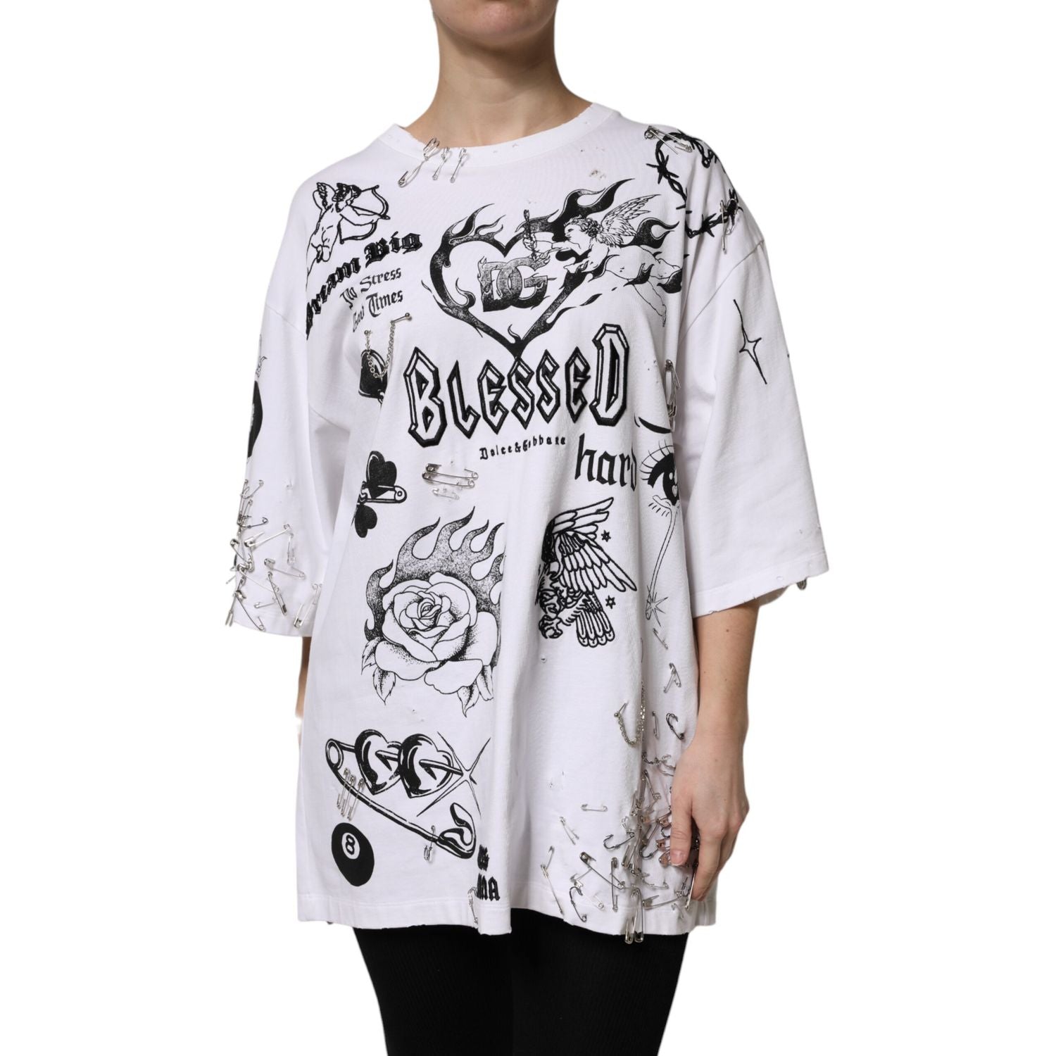 Dolce & Gabbana White Cotton DG BLESSED Printed T-shirt