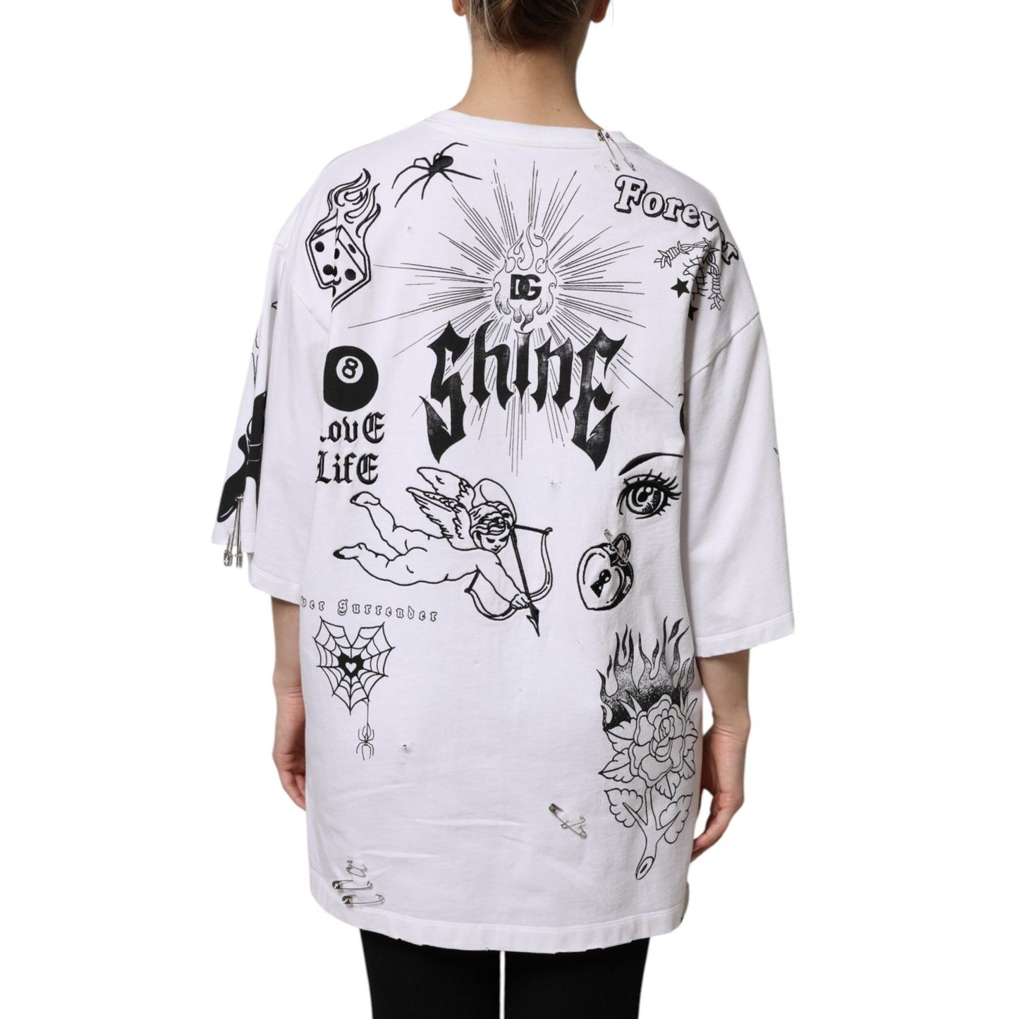 Dolce & Gabbana White Cotton DG BLESSED Printed T-shirt