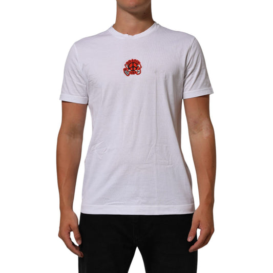 Dolce & Gabbana White Cotton DG Love Patch Crew Neck T-shirt Dolce & Gabbana