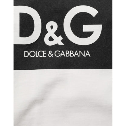 Dolce & Gabbana White Cotton Logo Print Crew Neck Men T-shirt
