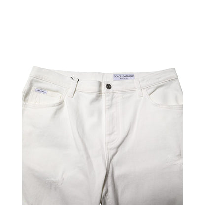 Dolce & Gabbana White Cotton Loose Men Denim Jeans