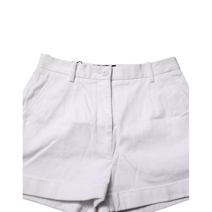 Dolce & Gabbana White Cotton Mid Waist Women Bermuda Shorts