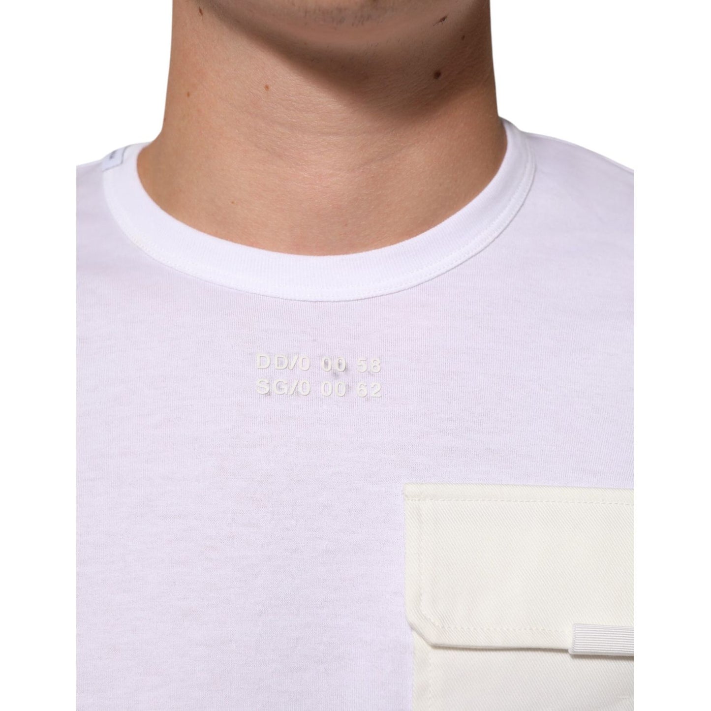 Dolce & Gabbana White Cotton Pocket Short Sleeves Men T-shirt